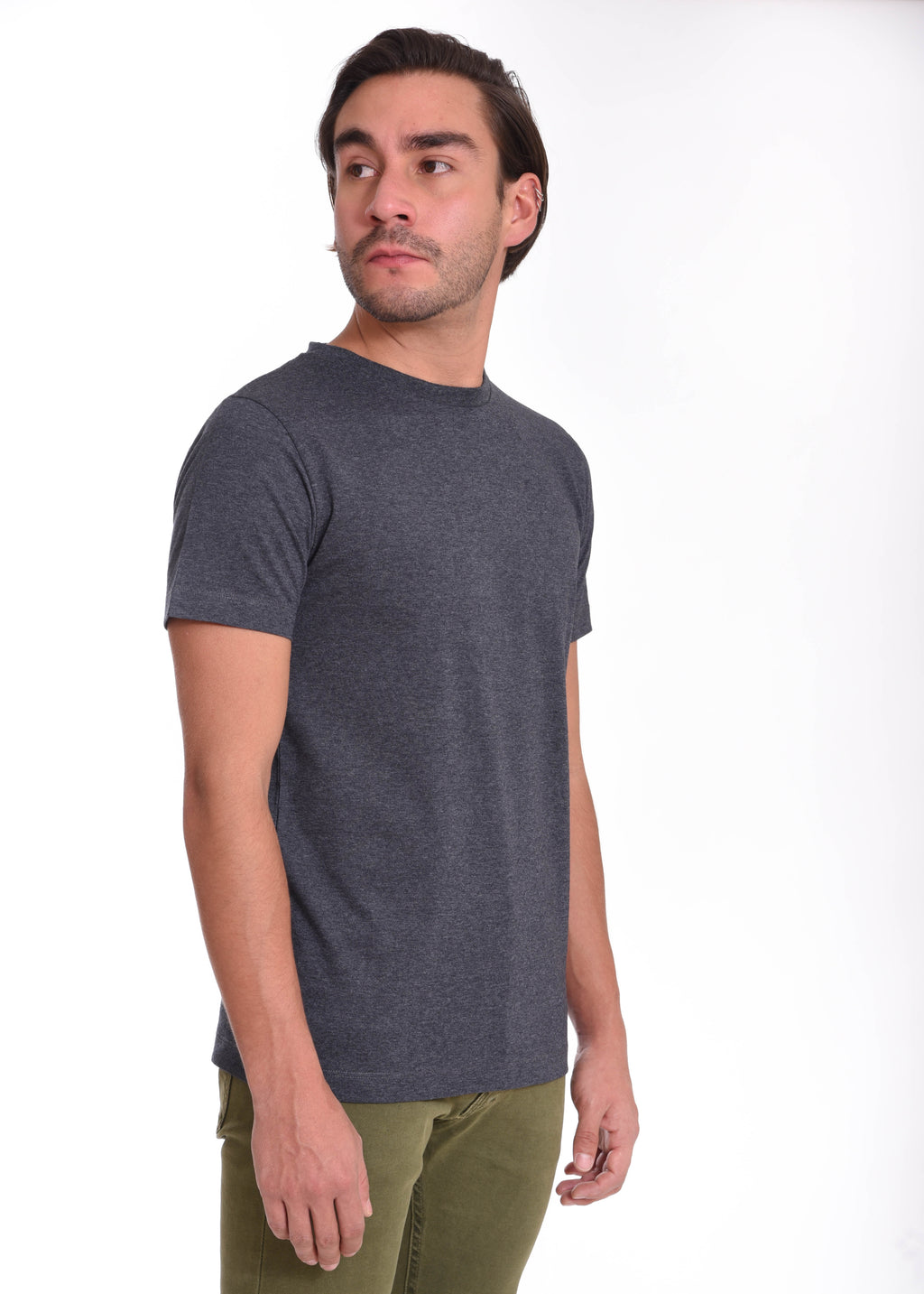 Playera Cuello Redondo Hombre — 50% PET Reciclado 47% Algodón Reciclado 3% otras fibras Recicladas — 185 g/m²